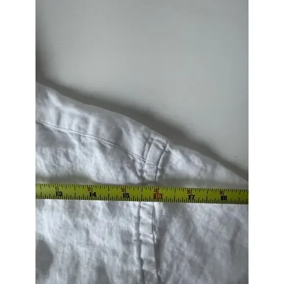 Porter and Ash Shirt Womens L White 100% Linen Hawaiian Camp Button Up Beach - Picture 10 of 10